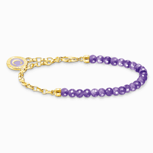 THOMAS SABO strieborný náramok na charm Amethyst beads gold A2130-427-13