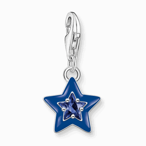 THOMAS SABO strieborný prívesok charm Star with sapphire blue stone 2043-496-7