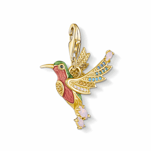THOMAS SABO strieborný prívesok charm Colourful hummingbird gold 1828-974-7