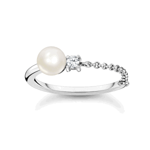 THOMAS SABO prsteň Pearl with white stones silver TR2369-167-14