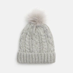 Sinsay - Čiapka beanie s brmbolcom - Svetlošedá