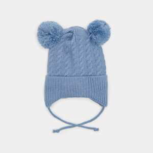 Sinsay - Čiapka beanie s brmbolcami - Modrá