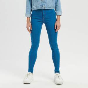 Sinsay - Džegíny high waist skinny - Modrá