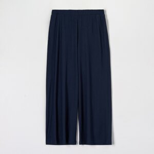 Sinsay - Nohavice high waist loose - Tmavomodrá