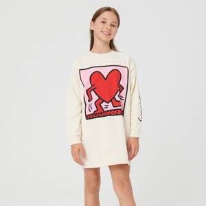 Sinsay - Teplákové šaty Keith Haring - Krémová