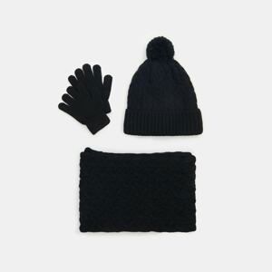 Sinsay - Súprava čiapky beanie a šálu - Čierna