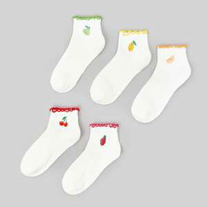 Sinsay - Súprava 5 párov bavlnených ponožiek - Krémová