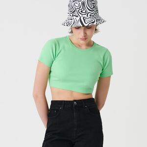 Sinsay - Crop top z prúžkovaného úpletu - Zelená