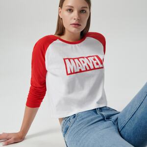 Sinsay - Crop top s potlačou Marvel - Oranžová