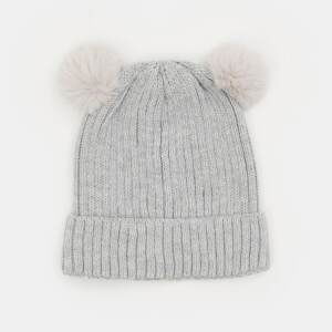 Sinsay - Čiapka beanie s brmbolcami - Svetlošedá