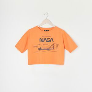 Sinsay - Crop top s potlačou NASA - Oranžová