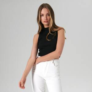 Sinsay - Crop top z prúžkovaného úpletu - Čierna