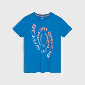 Sinsay - Tričko s krátkymi rukávmi a potlačou - Modrá