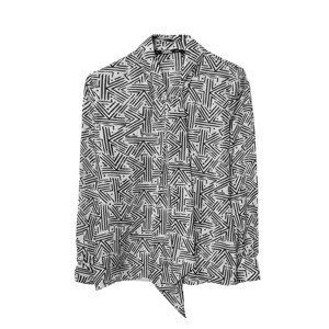 Košeľa Karl Lagerfeld Printed Silk Shirt W/ Bow Biela 42
