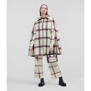 Kabát Karl Lagerfeld Kl Logo Check Cape Biela M