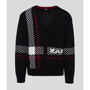 Sveter Karl Lagerfeld Unisex Check Cardigan Čierna M