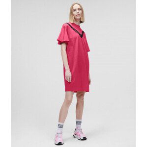 Šaty Karl Lagerfeld Lace Insert Jersey Dress Ružová Xs