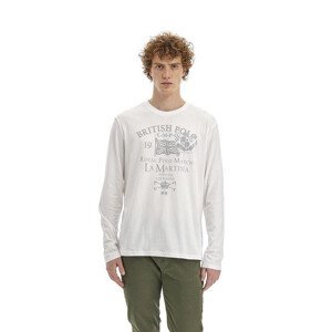 Tričko La Martina Man T-Shirt L/S Peached Cotton Biela Xxxl