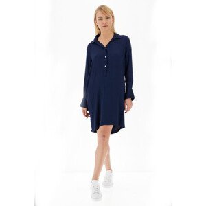 Šaty La Martina Woman Dress L/S Viscose Satin Modrá 1