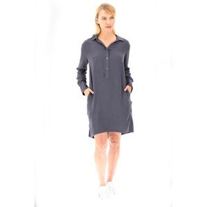 Šaty La Martina Woman Dress L/S Viscose Satin Modrá 2