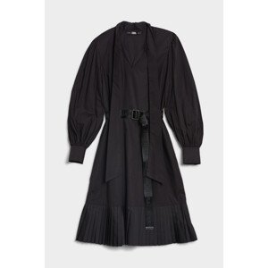 Šaty Karl Lagerfeld Pleated Hem Shirt Dress Čierna 38