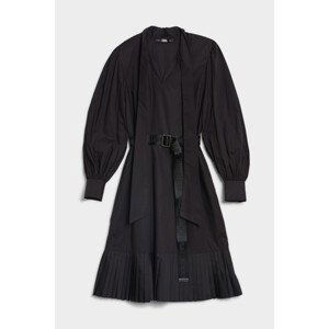 Šaty Karl Lagerfeld Pleated Hem Shirt Dress Čierna 44