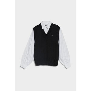 Sveter Karl Lagerfeld Knit Vest W/ Poplin Shirt Čierna Xl