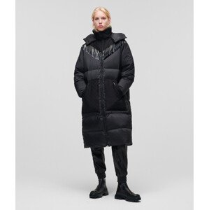 Kabát Karl Lagerfeld Long Down Coat W/ Monogram Čierna Xs