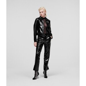 Nohavice Karl Lagerfeld Faux Patent Leather Pants Čierna 40