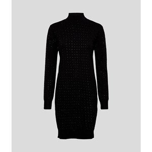 Šaty Karl Lagerfeld Open Back Rhinestone Knitdress Čierna Xs