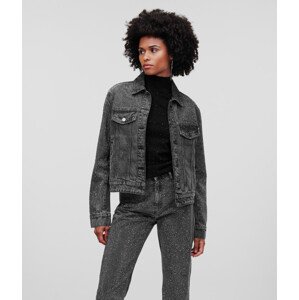 Bunda Karl Lagerfeld Denim Jacket W/ Rhinestones Šedá S