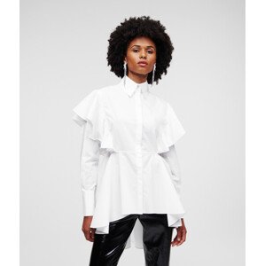 Košeľa Karl Lagerfeld Hun'S Pick Ruffle Poplin Shirt Biela 38