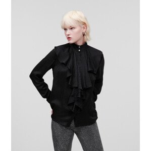 Košeľa Karl Lagerfeld Logo Jacquard Ruffle Shirt Čierna 40