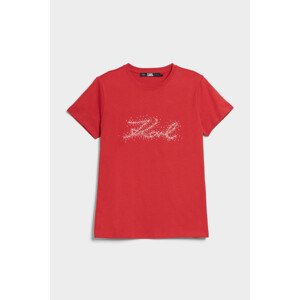 Tričko Karl Lagerfeld Rhinestone Karl Logo T-Shirt Červená Xs