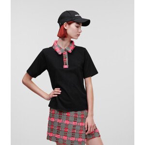 Tričko Karl Lagerfeld Boucle Polo T-Shirt Čierna Xs