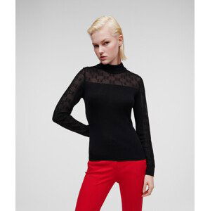 Sveter Karl Lagerfeld Lightweight Logo Turtleneck Čierna Xs