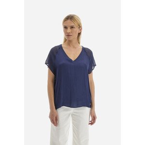 Blúzka La Martina Woman Blouse Viscose Satin Pxt Modrá 2