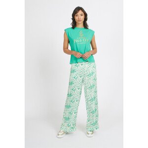 Nohavice La Martina Woman Wide Legs Pants Printed Zelená 2