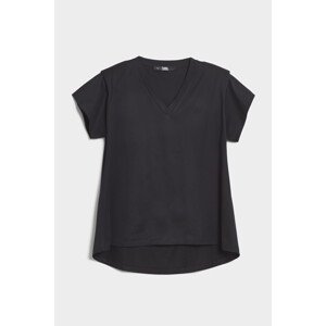 Tričko Karl Lagerfeld Feminine V-Neck T-Shirt Čierna M