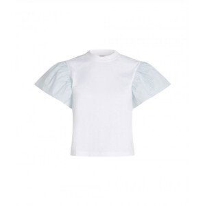 Tričko Karl Lagerfeld Ruffled Slv Fabric Mix T-Shirt Biela M