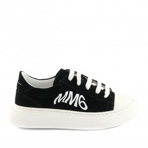 Tenisky Mm6 Leather Sneakers Maxi Logo Print Čierna 33