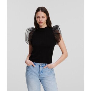 Sveter Karl Lagerfeld Puff Sleeve Top Čierna Xs