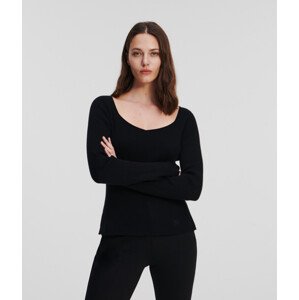 Sveter Karl Lagerfeld Ls Feminine Knit Top Čierna M