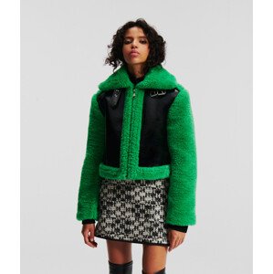 Bunda Karl Lagerfeld Faux Fur Shearling Aviator Zelená S