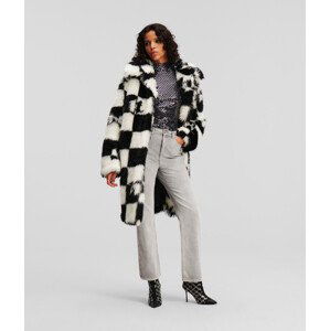Kabát Karl Lagerfeld Check Faux Fur Coat Čierna M