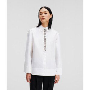 Košeľa Karl Lagerfeld Embellished Placket Shirt Biela 40