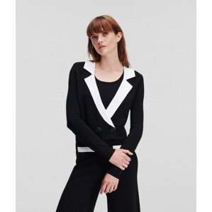 Sveter Karl Lagerfeld Cropped Knit Cardigan Čierna S