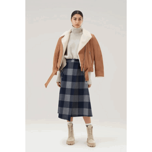 Sukňa Woolrich Check Wool Skirt Modrá M