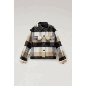 Bunda Woolrich Fringe Trim Check Overshirt Hnedá Xs