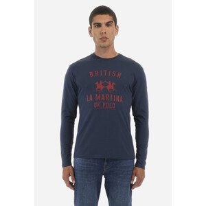 Tričko La Martina Man T-Shirt L/S Jersey Modrá Xxxl